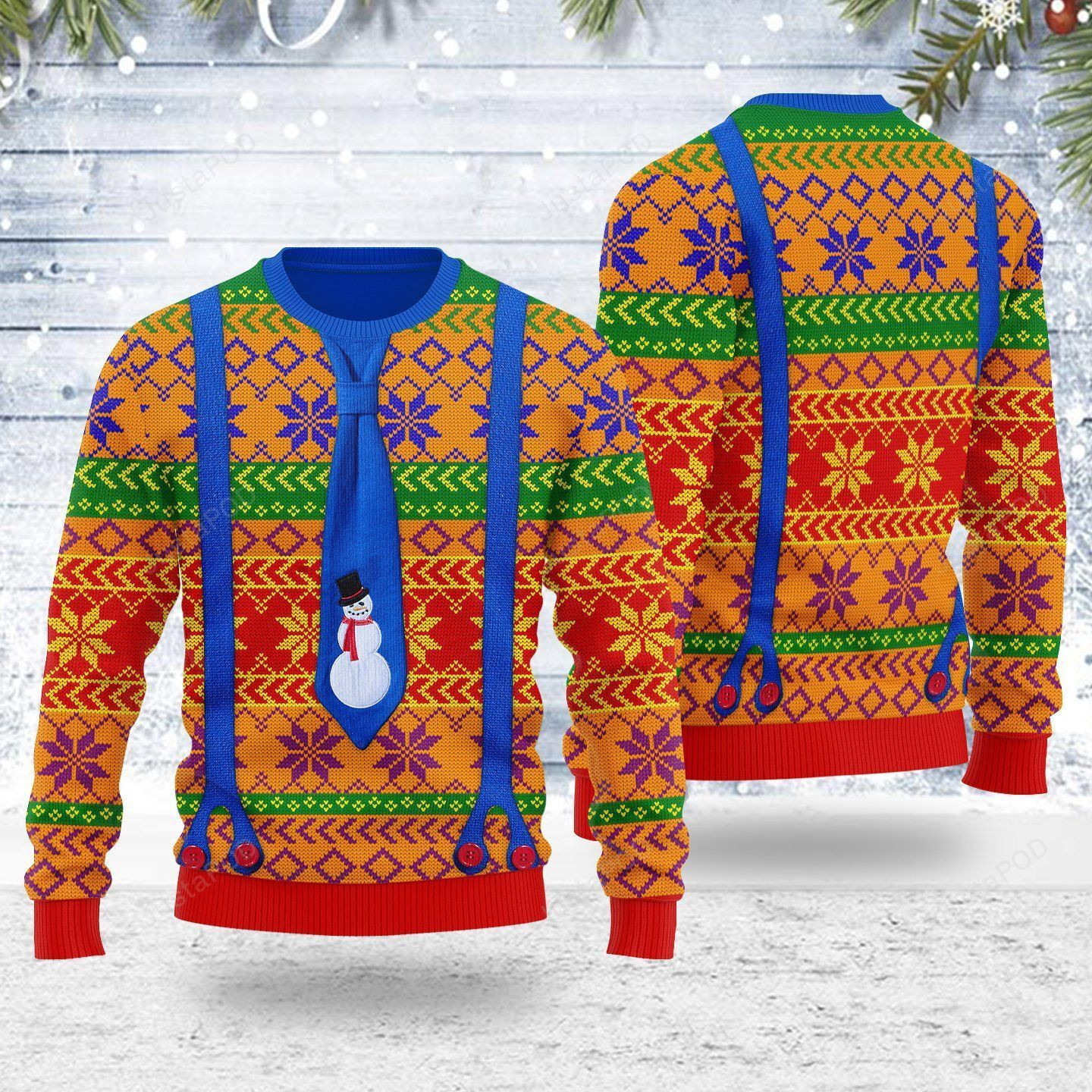 Merry Christmas Gearhomies Lgbtq With Tie And Suspenders Ugly Christmas Sweater Adult 3D Funny Matching for family