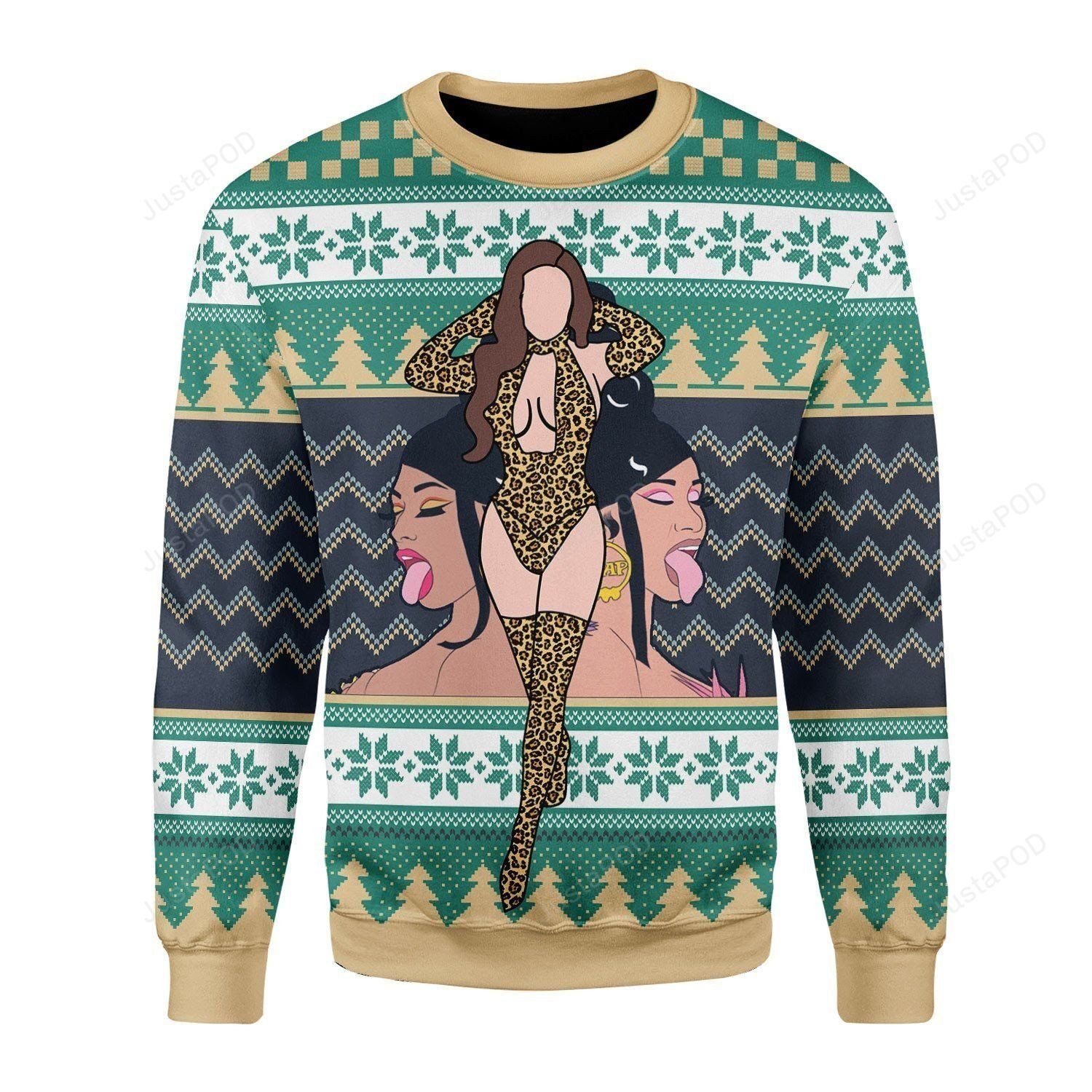 Merry Christmas Gearhomies Make It Rain For Wet As Pu**Y Ugly Christmas Sweater Adult 3D Funny Matching for family - Image 2