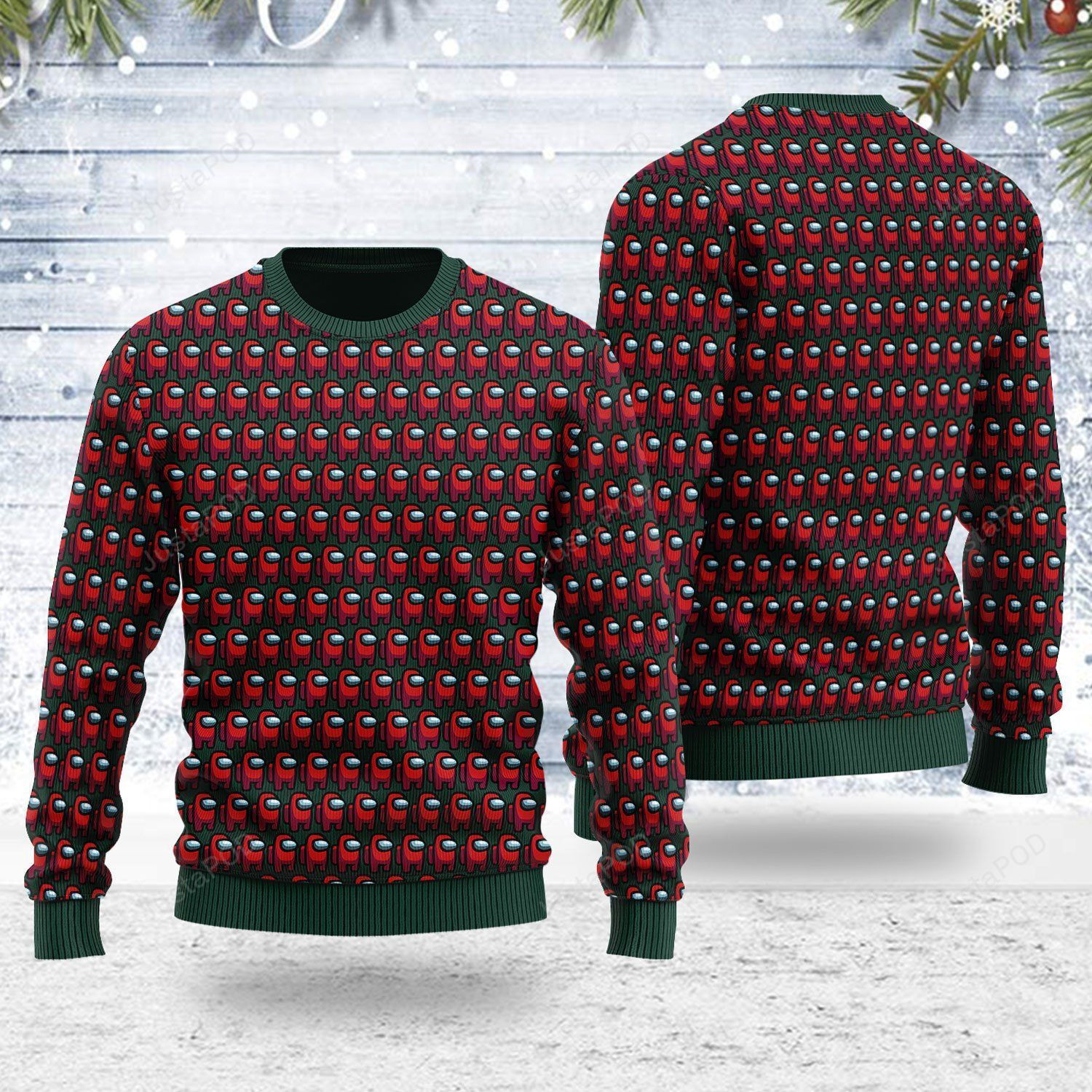 Merry Christmas Gearhomies Red Among Us Ugly Christmas Sweater Adult 3D Funny Matching for family