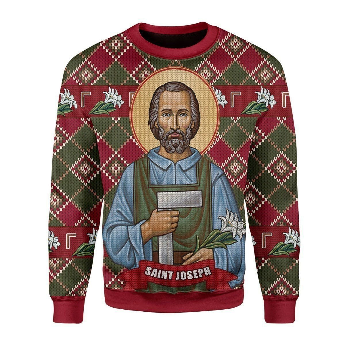 Merry Christmas Gearhomies Saint Joseph Ugly Christmas Sweater Adult 3D Funny Matching for family - Image 2