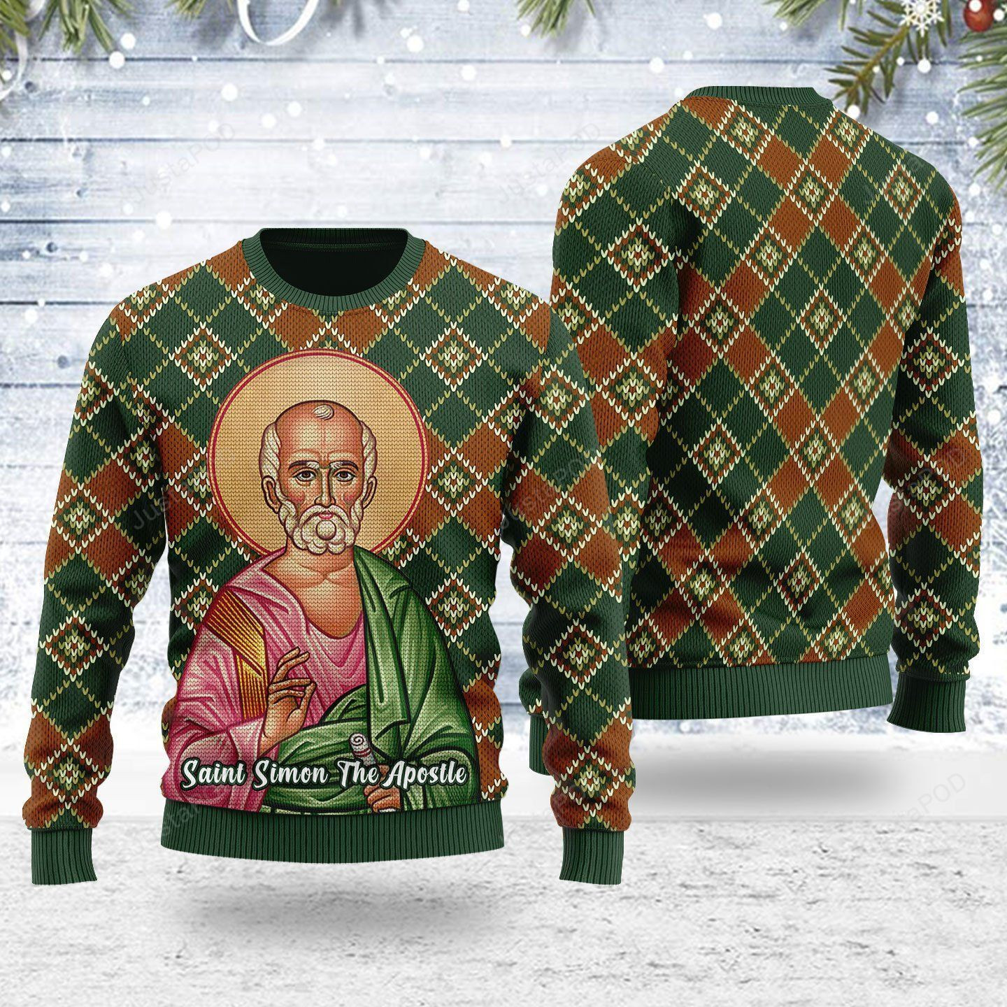 Merry Christmas Gearhomies Saint Simon The Zealot Ugly Christmas Sweater Adult 3D Funny Matching for family