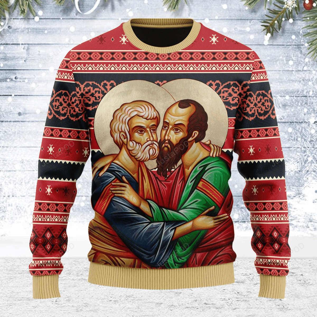 Merry Christmas Gearhomies St. Apostles Peter And Paul Ugly Christmas Sweater Adult 3D Funny Matching for family