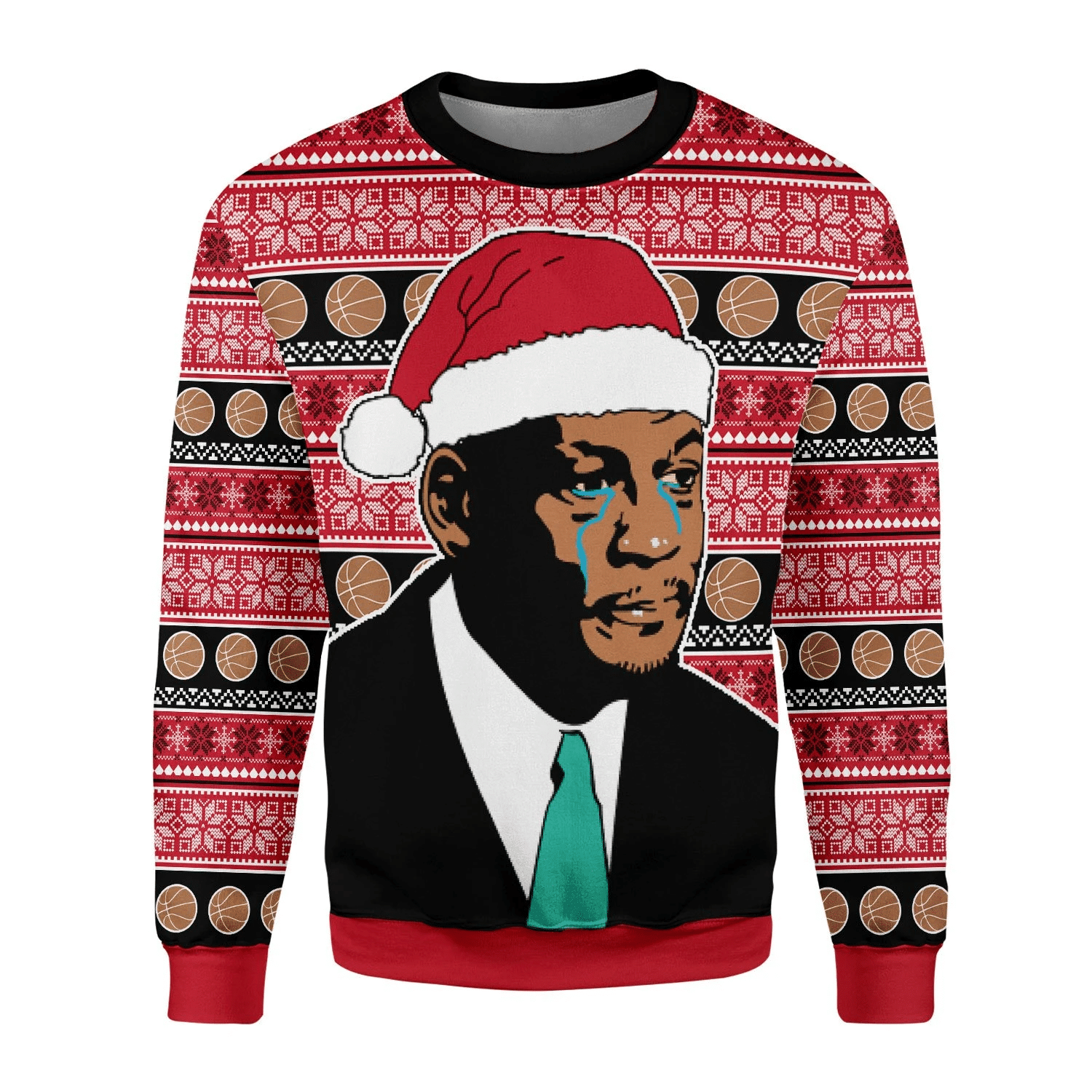 Merry Christmas Gearhomies The Crying Mj Ugly Christmas Sweater Adult 3D Funny Matching for family - Image 2