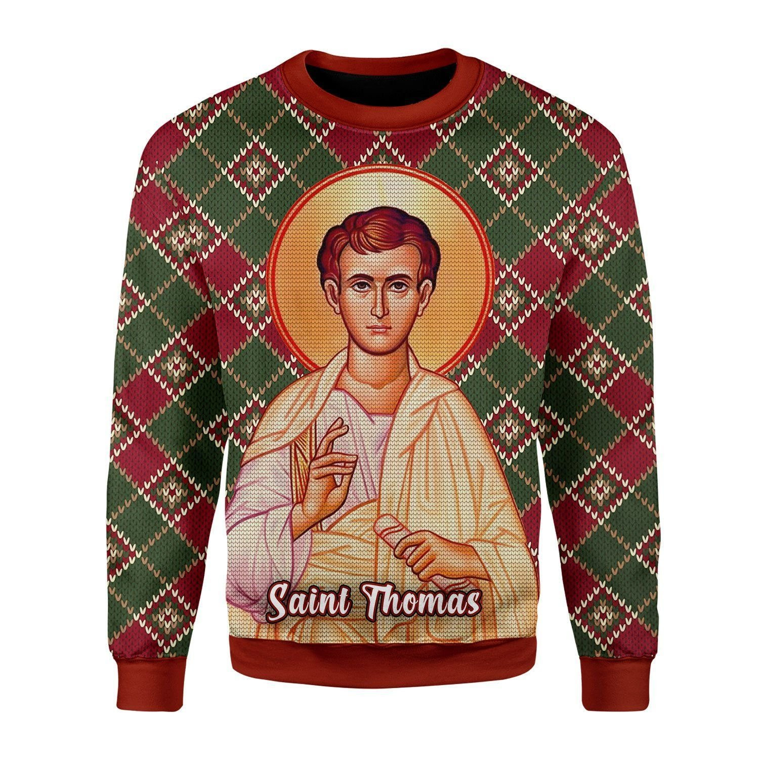 Merry Christmas Gearhomies Thomas The Apostle Ugly Christmas Sweater Adult 3D Funny Matching for family - Image 2