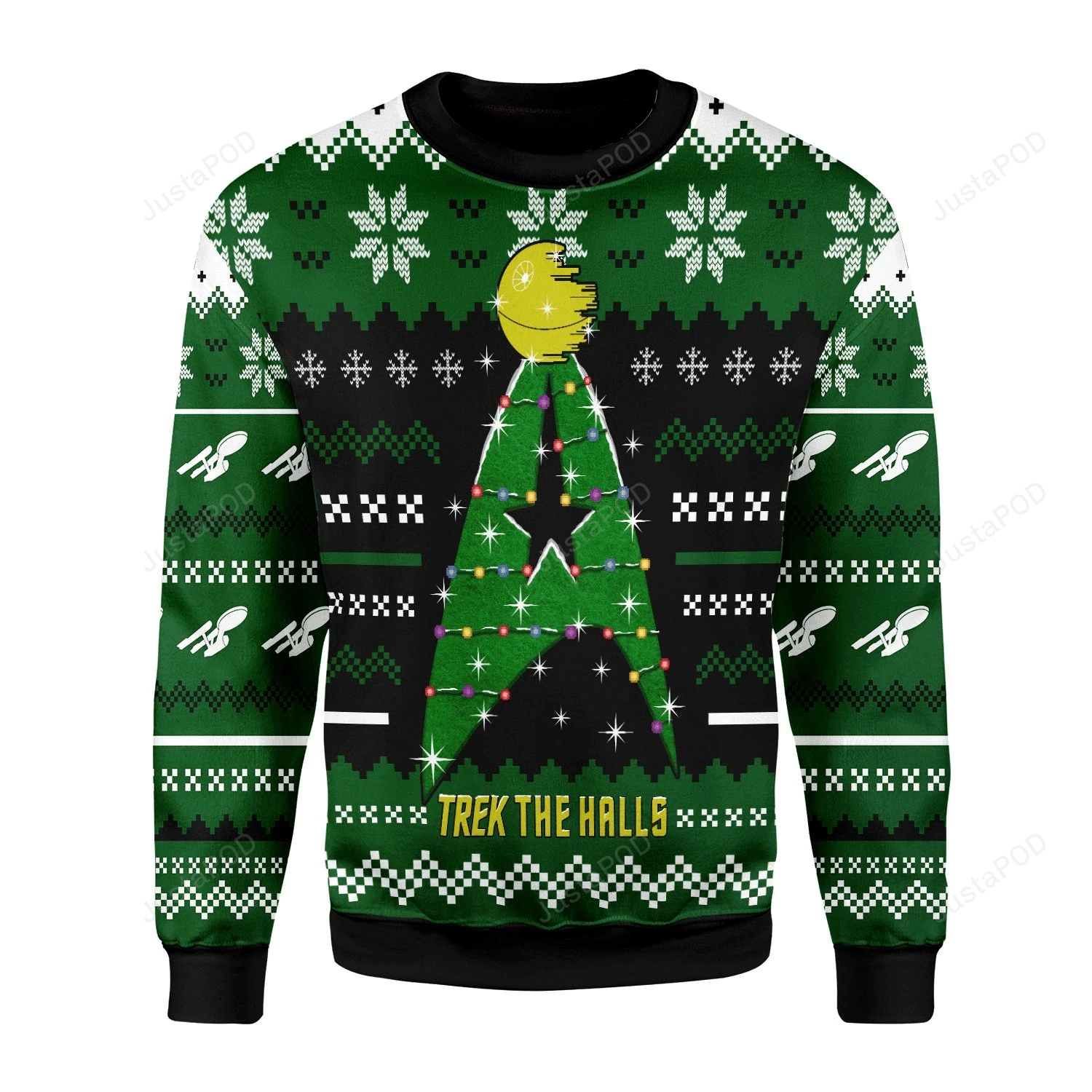 Merry Christmas Gearhomies Trek The Halls Ugly Christmas Sweater Adult 3D Funny Matching for family - Image 2