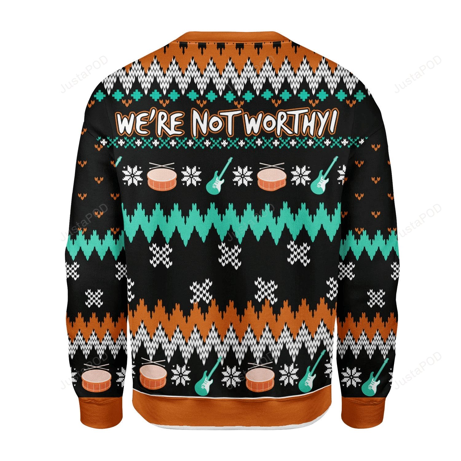 Merry Christmas Gearhomies We'Re Not Worthy Ugly Christmas Sweater Adult 3D Funny Matching for family