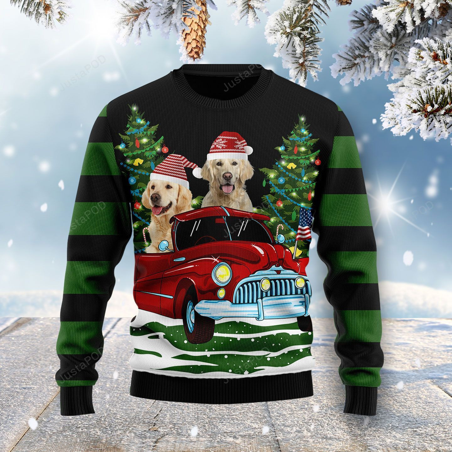 Merry Christmas Golden Retriever Ugly Christmas Sweater Adult 3D Funny Matching for family