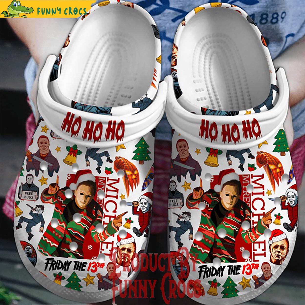 Merry Christmas Ho Ho Ho Michael Myers Crocs Shoes - Discover Comfort And Style Clog Shoes With Funny CrocsCrocs Crocband Clogs Shoes Comfortable For Men Women and Kids