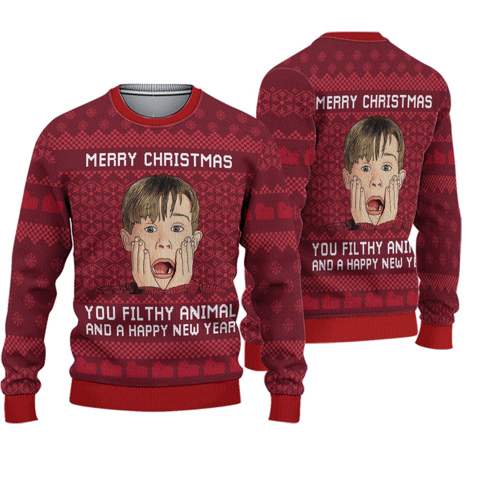 Merry Christmas Home Alone Ugly Sweater - Holiday Fun