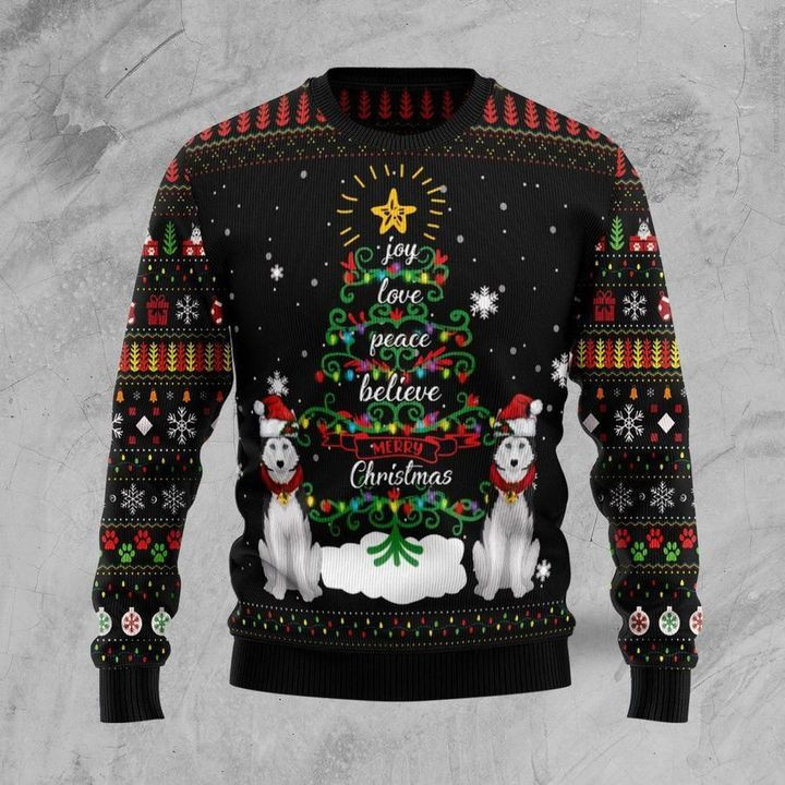 Merry Christmas Husky Ugly Christmas Sweater Adult 3D Funny Matching for family