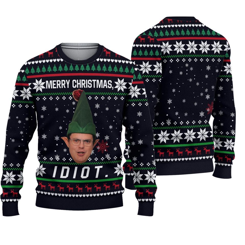 Merry Christmas Idiot Quotes 3D Series Ugly Christmas Sweater