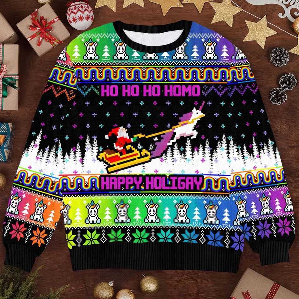 Merry Christmas LGBT Happy Holigays Ugly Sweater