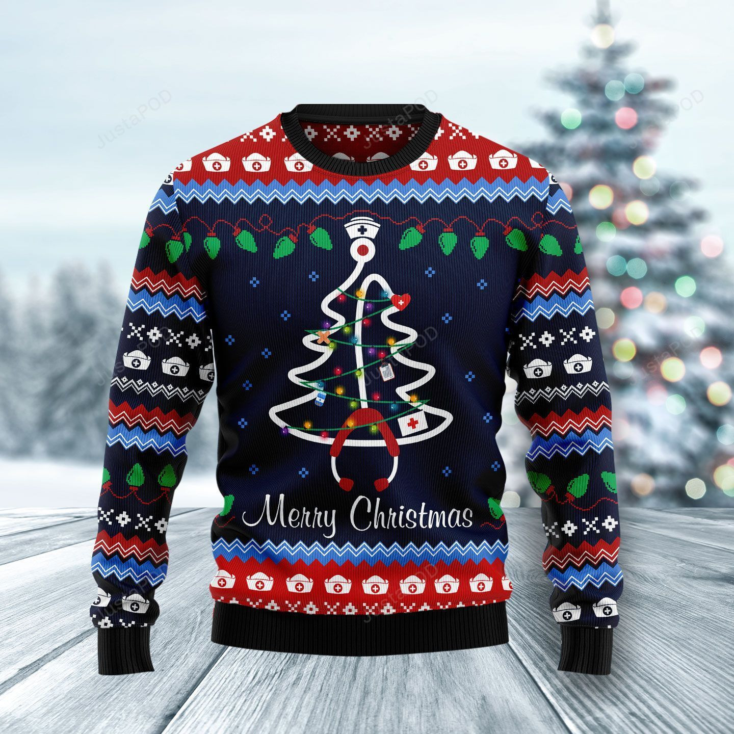 Merry Christmas Nurse Ugly Christmas Sweater Adult 3D Funny Matching for family
