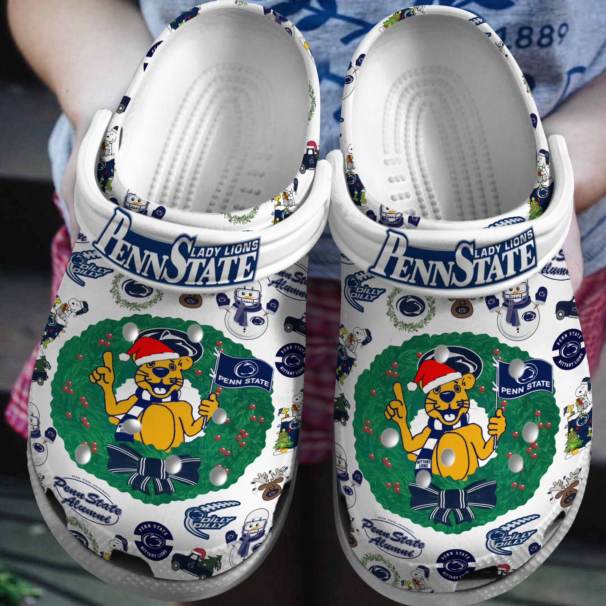 Merry Christmas Penn State Nittany Lions NCAA Sport Crocs Crocband Clogs Shoes Comfortable For Men Women and Kids