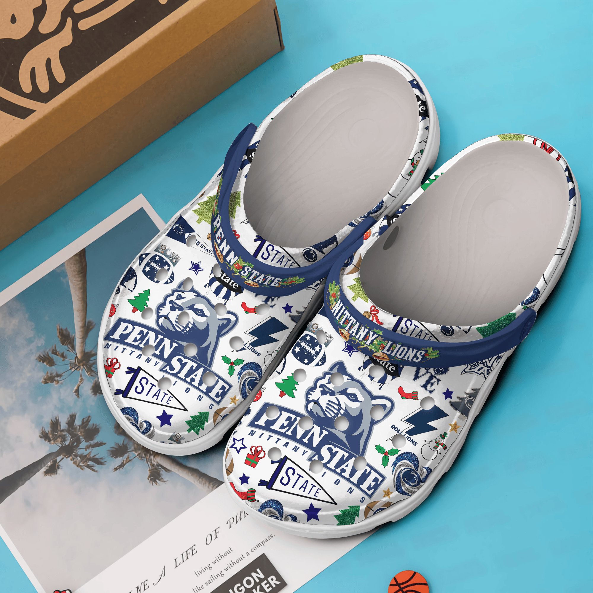 Merry Christmas Penn State Nittany Lions NCAA Sport Crocs Crocband Clogs Shoes Comfortable For Men Women and Kids