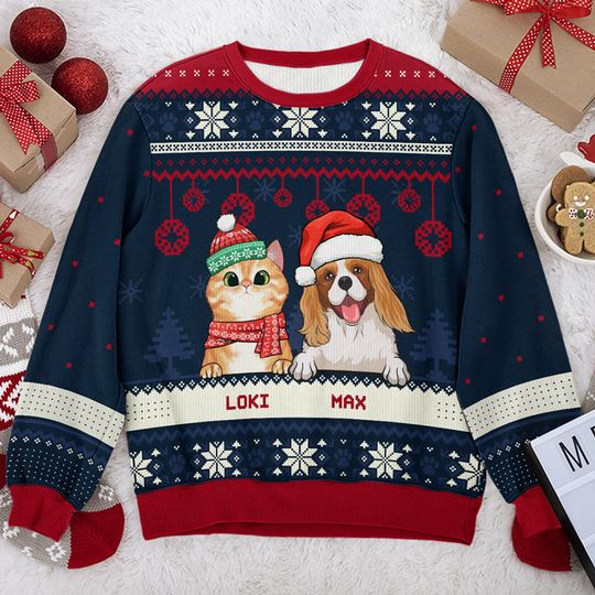 Merry Christmas, Pet Lovers - Personalized Unisex Ugly Christmas Sweatshirt - Gift For Pet Lovers, Christmas Gift - Image 4