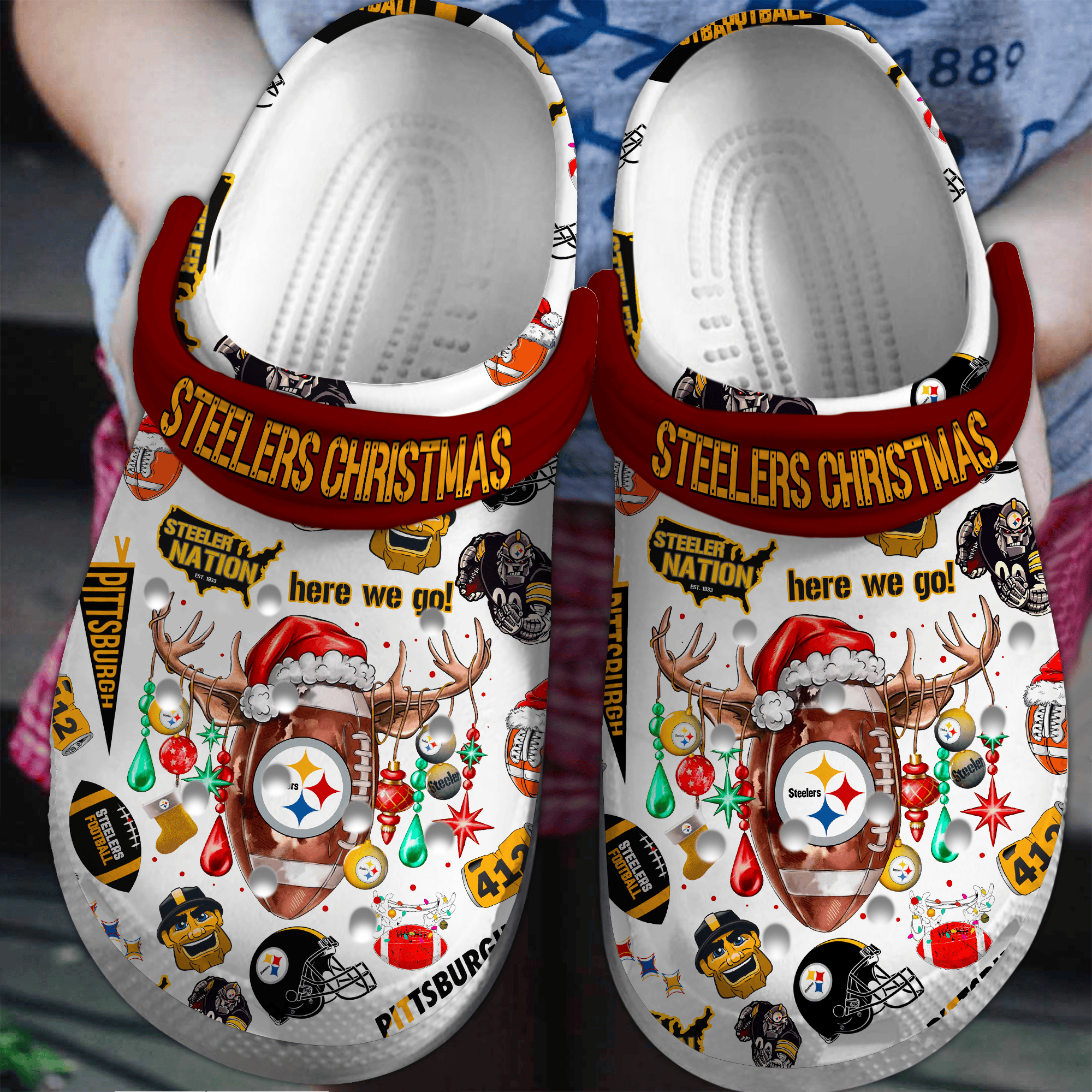 Merry Christmas Pittsburgh Penguins NHL Sport Crocs Crocband Clogs Shoes Comfortable For Men Women and Kids