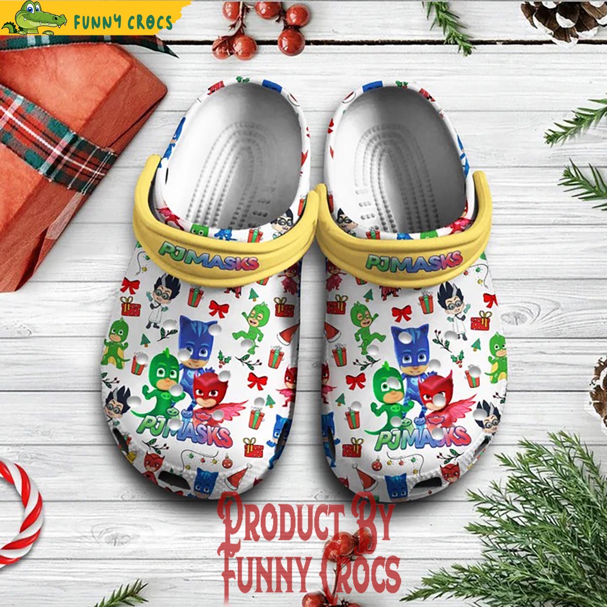 Merry Christmas PJ Masks Cartoon Crocs Crocband Clogs Shoes Comfortable For Men Women and Kids