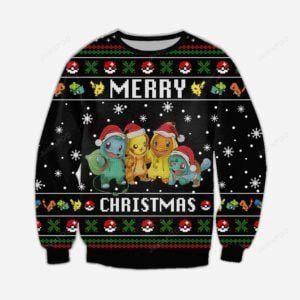Merry Christmas Pokemon Ugly Christmas Sweater Adult 3D Funny Matching for family