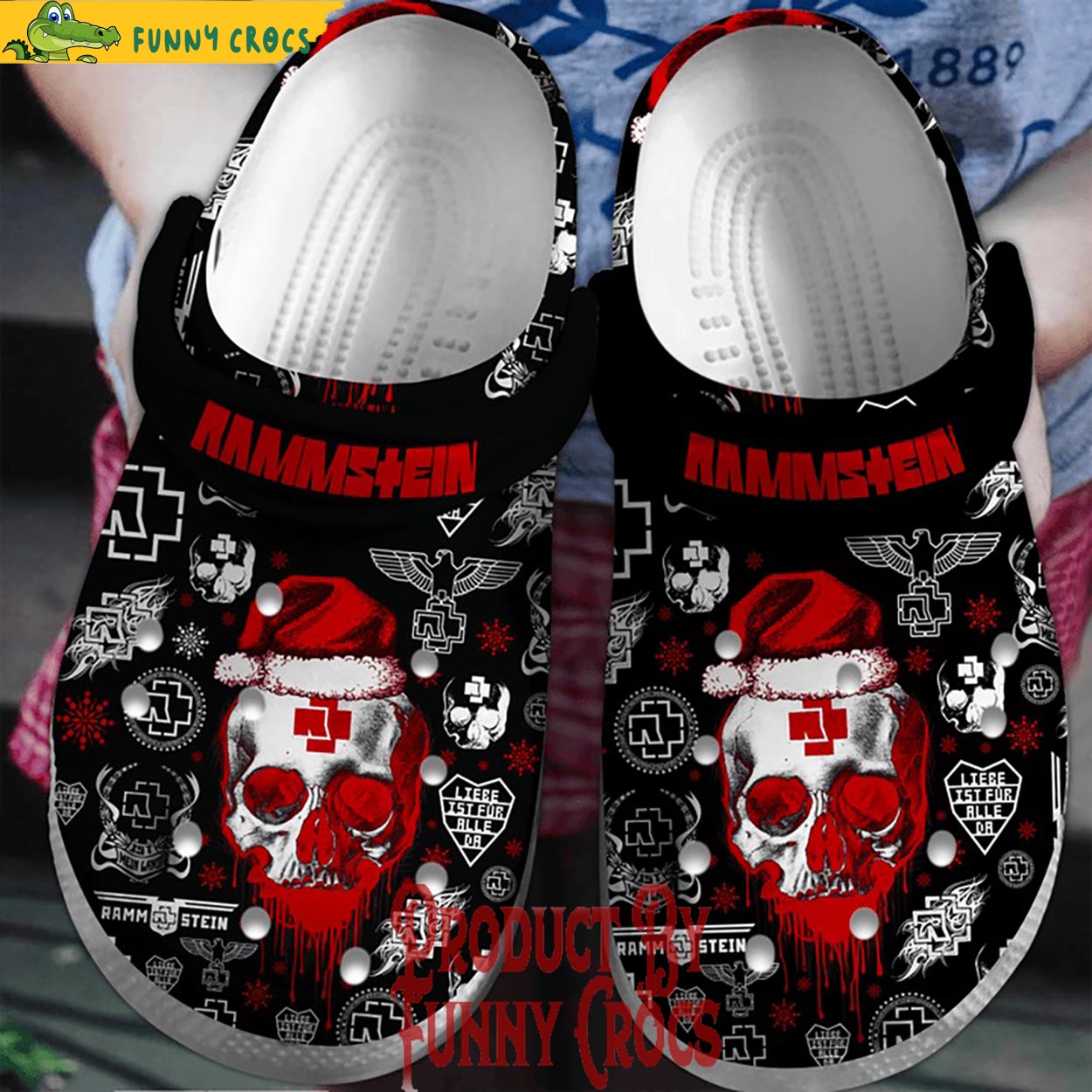 Merry Christmas Rammstein Skull Crocs Crocband Clogs Shoes Comfortable For Men Women and Kids