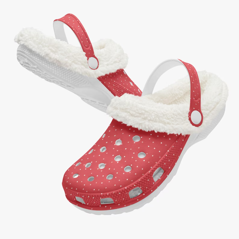 Merry Christmas Red Crocs Crocband Fleece Lined Clogs Shoes Comfortable For Men Women and Kids In Winter