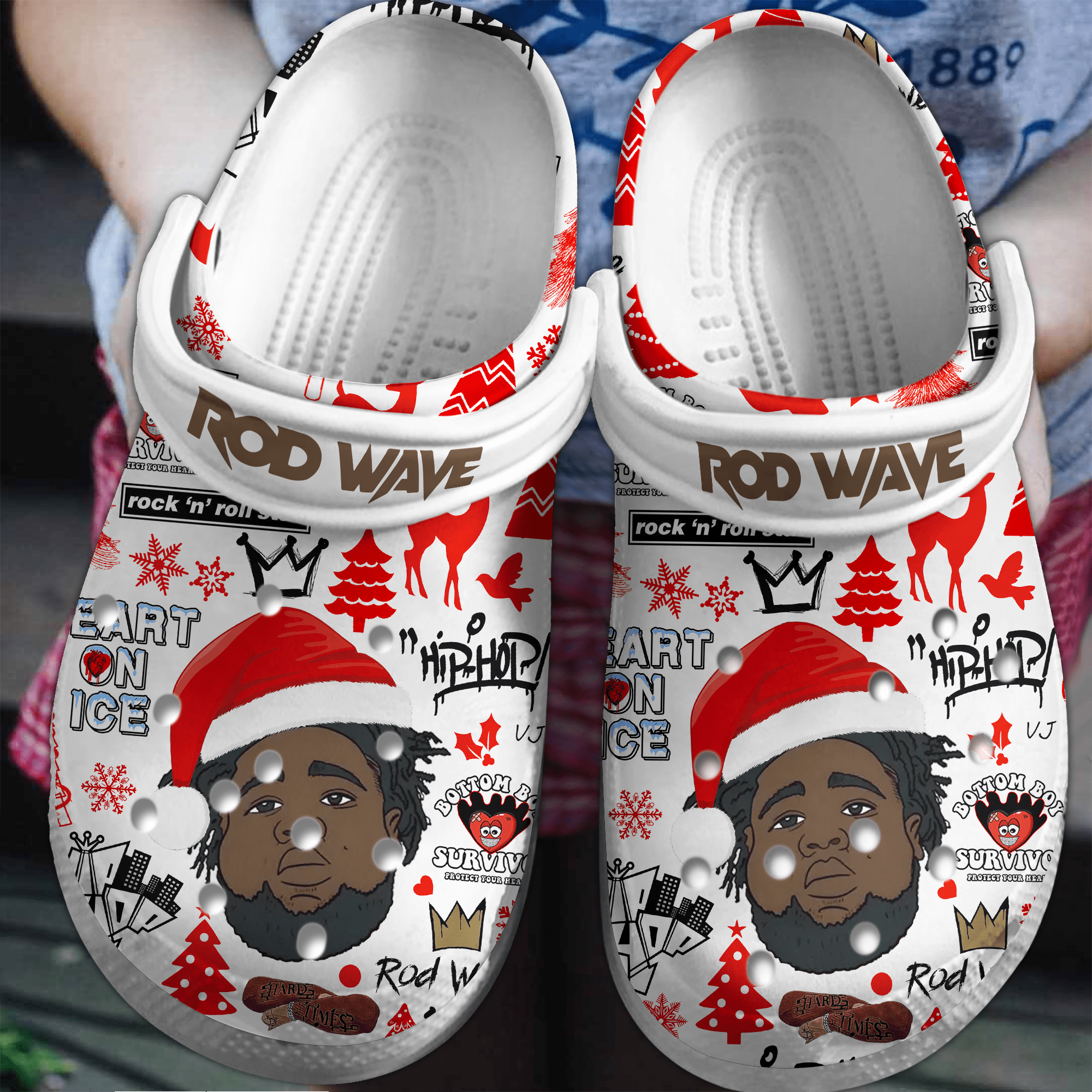 Merry Christmas Rod Wave Music Crocs Crocband Clogs Shoes Comfortable For Men Women and Kids