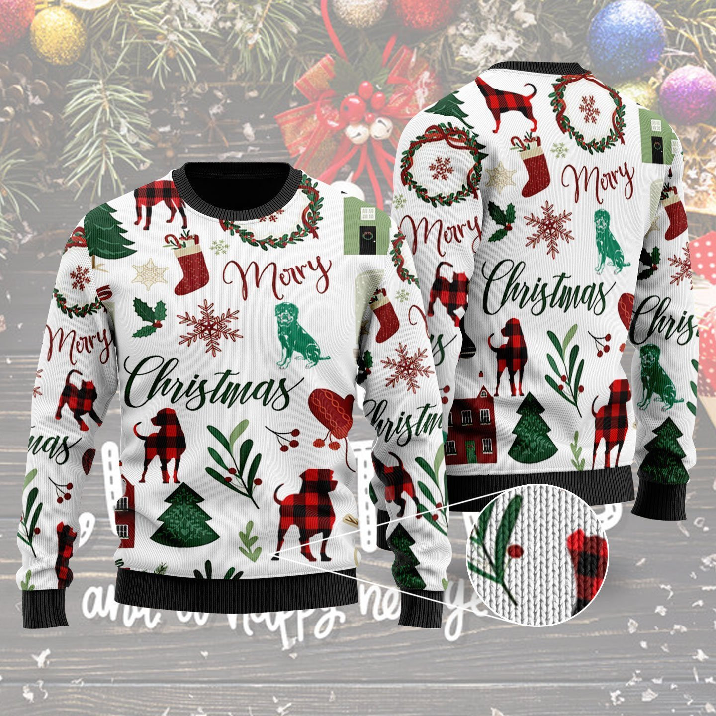 Merry Christmas - Rottweiler Ugly Christmas Sweater Adult 3D Funny Matching for family