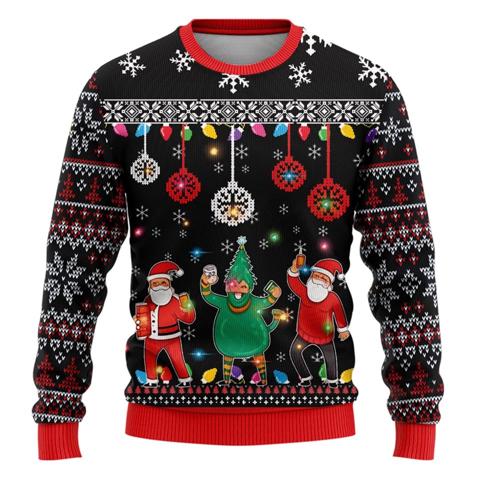 Merry Christmas Santa Claus 3D Printed Unisex Ugly Sweater