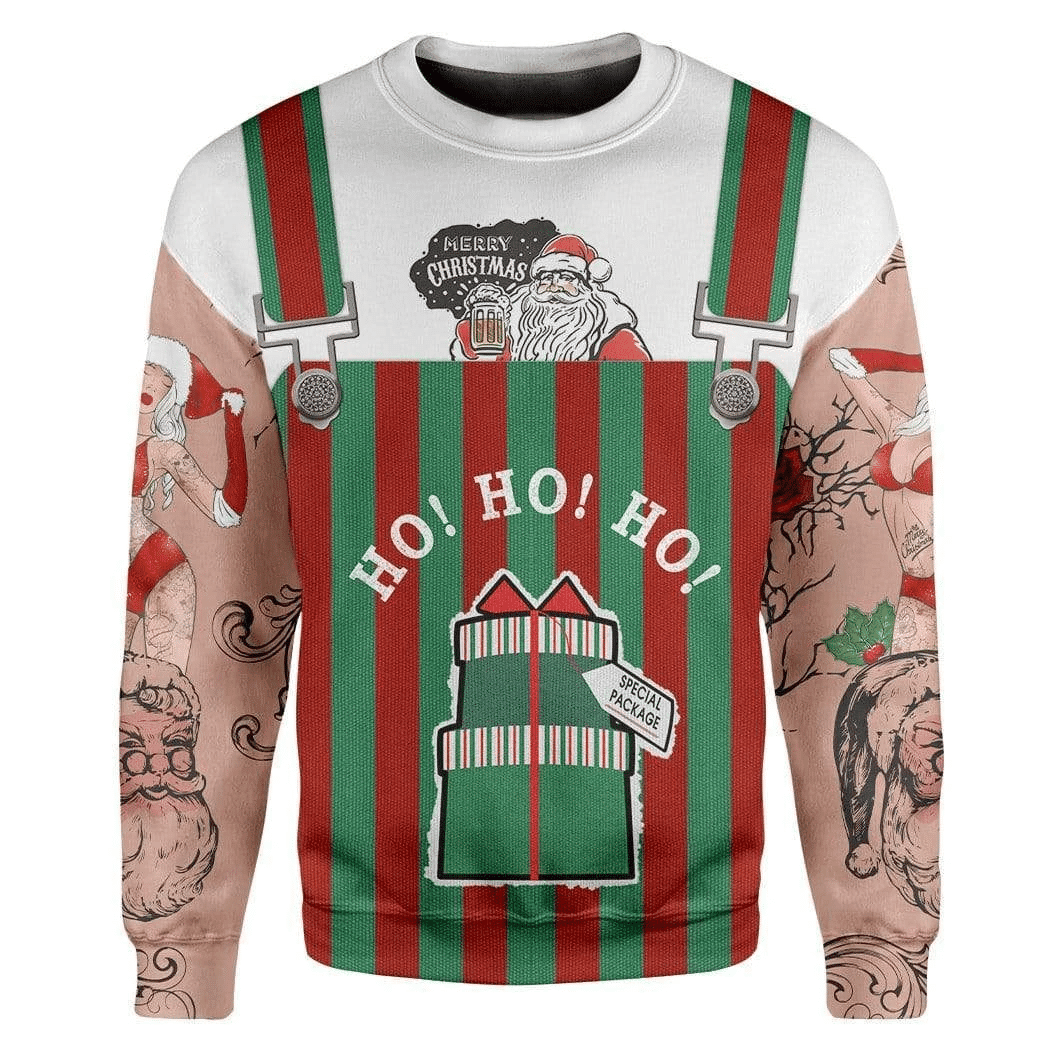 Merry Christmas Santa Ugly Christmas Sweater Adult 3D Funny Matching for family