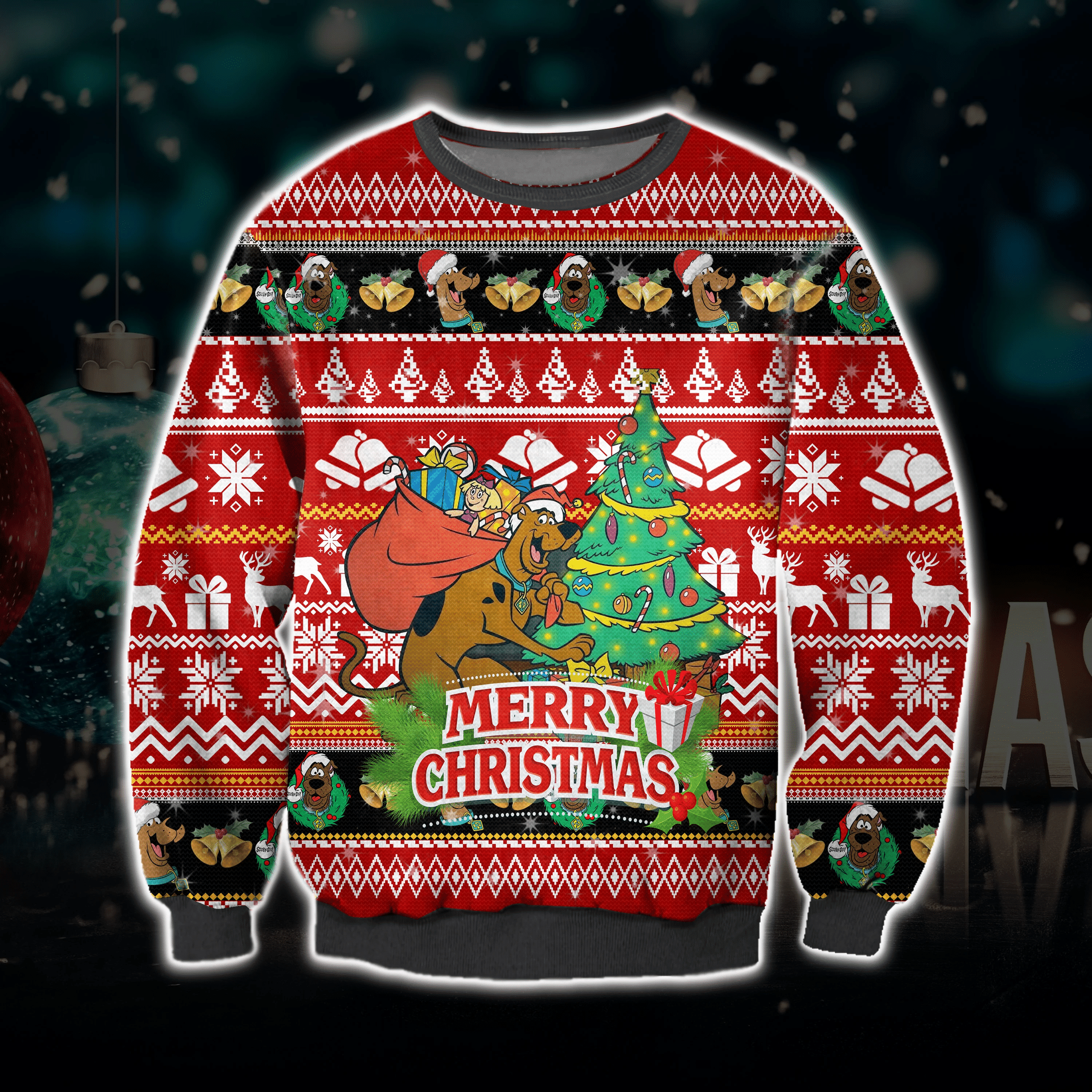 Merry Christmas Scooby-Doo Ugly Christmas Sweater Adult 3D Funny Matching for family