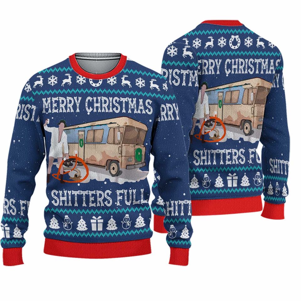 Merry Christmas Shitters Full Quotes 3D shirt, Funny Movie Ugly Christmas Sweater