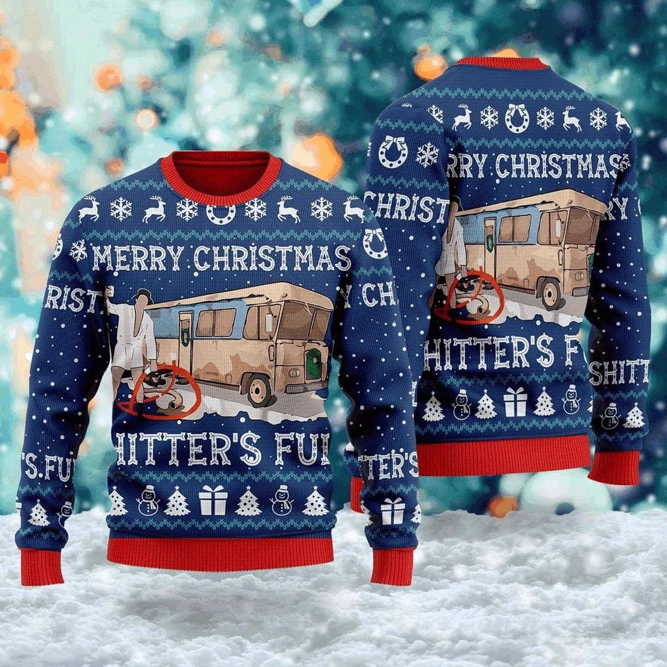 Merry Christmas Shitters Full Quotes, Funny Movie Ugly Christmas Sweater - Image 2