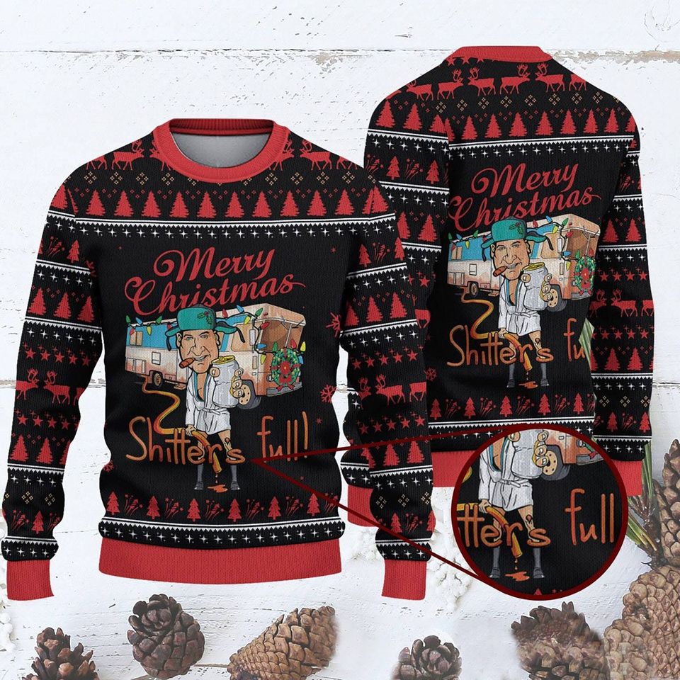 Merry Christmas Shitters Full Ugly Christmas Sweater, Funny Ugly Sweater