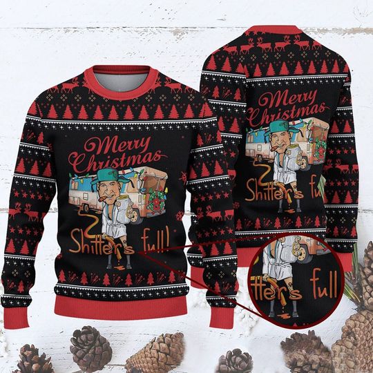 Merry Christmas Shitters Full Ugly Sweater, National Lampoons Christmas Vacation - Image 2