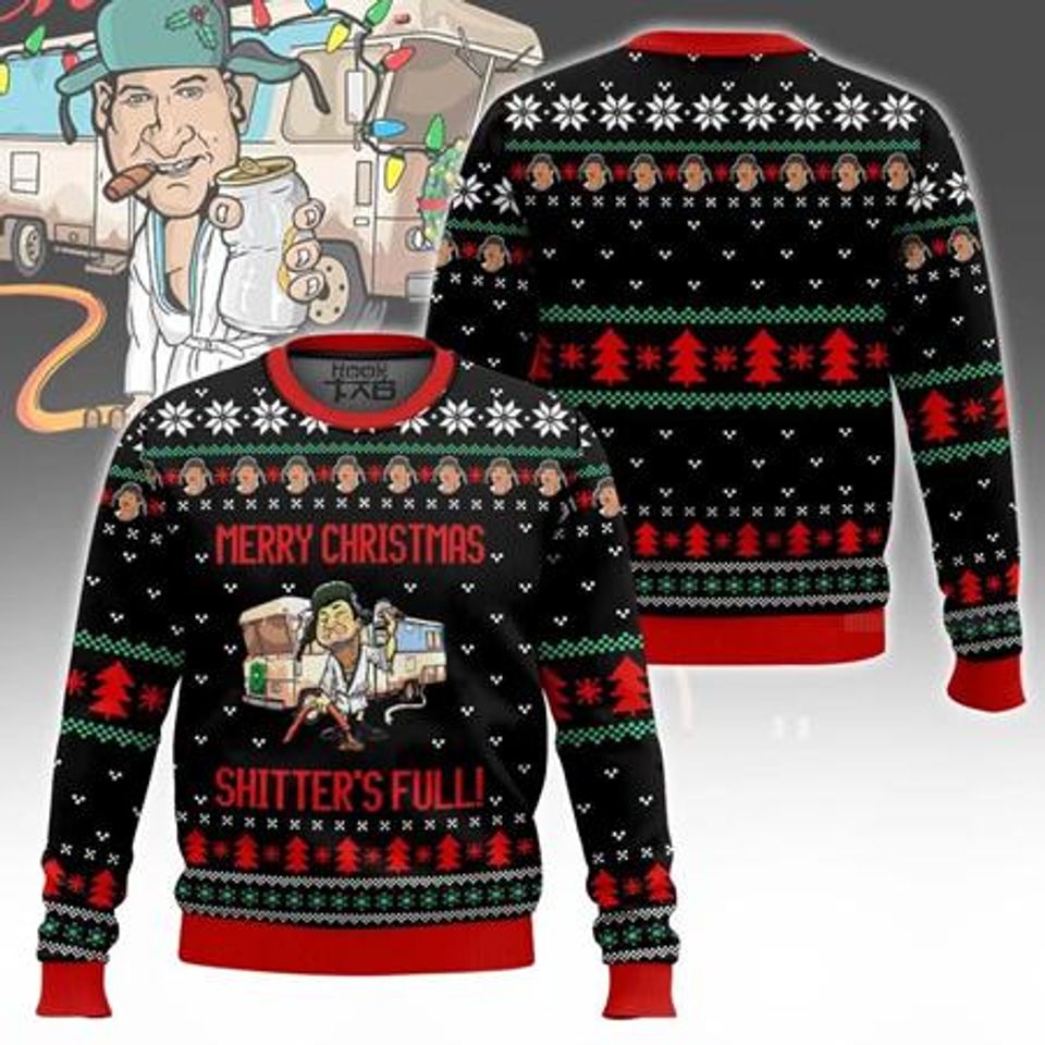 Merry Christmas Shitters Full Ugly Sweater, National Lampoon's Vacation Ugly Christmas