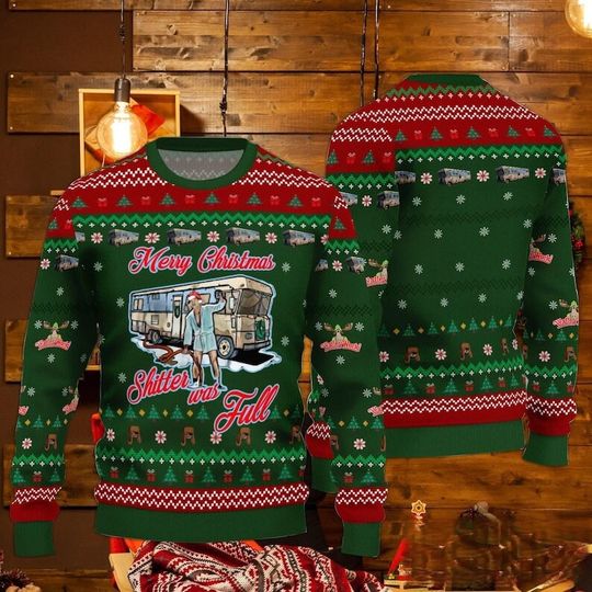 Merry Christmas Sh*tter Was Full 3D shirt, 80s Movie Ugly Christmas Vacation Sweater - Image 5