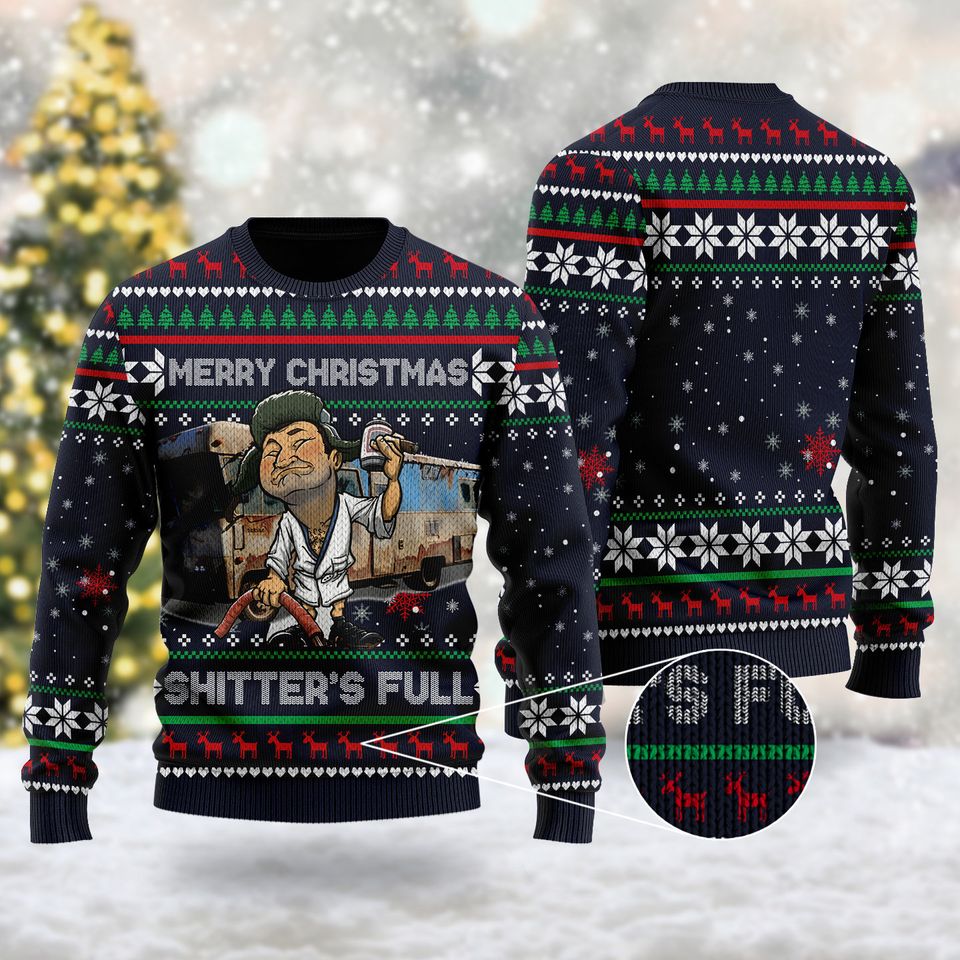Merry Christmas Sh*tter's Full Quotes 3D T-shirt, Funny Family Ugly Christmas Sweater