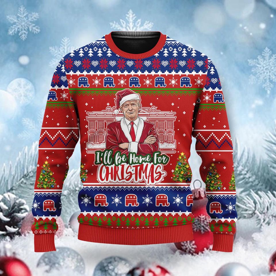 Merry Christmas Snowflake Sweatshirt, Funny Trump Santa Ugly Christmas