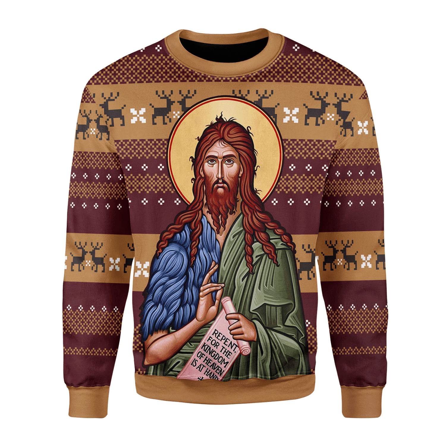 Merry Christmas St. John The Baptist Ugly Christmas Sweater Adult 3D Funny Matching for family