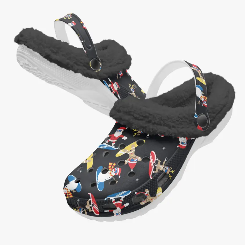 Merry Christmas Stylish Gingerbread Crocs Crocband Fleece Lined Clogs Shoes Comfortable For Men Women and Kids In Winter