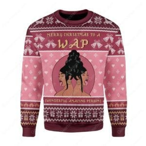 Merry Christmas To A Wap Megan Three Stallions Cardi B For Fan Ugly Christmas Sweater Adult 3D Funny Matching for family
