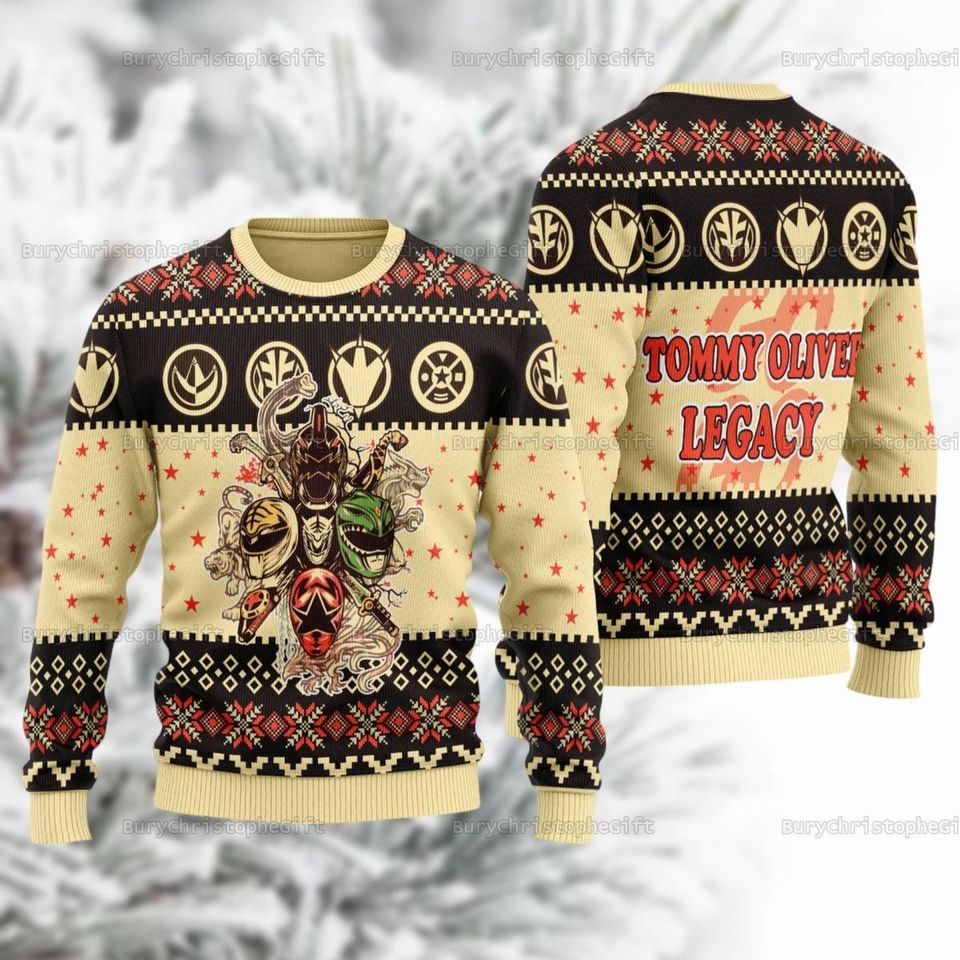 Merry Christmas Tommy Oliver Legacy Sweater, Power Ranger Christmas Sweater