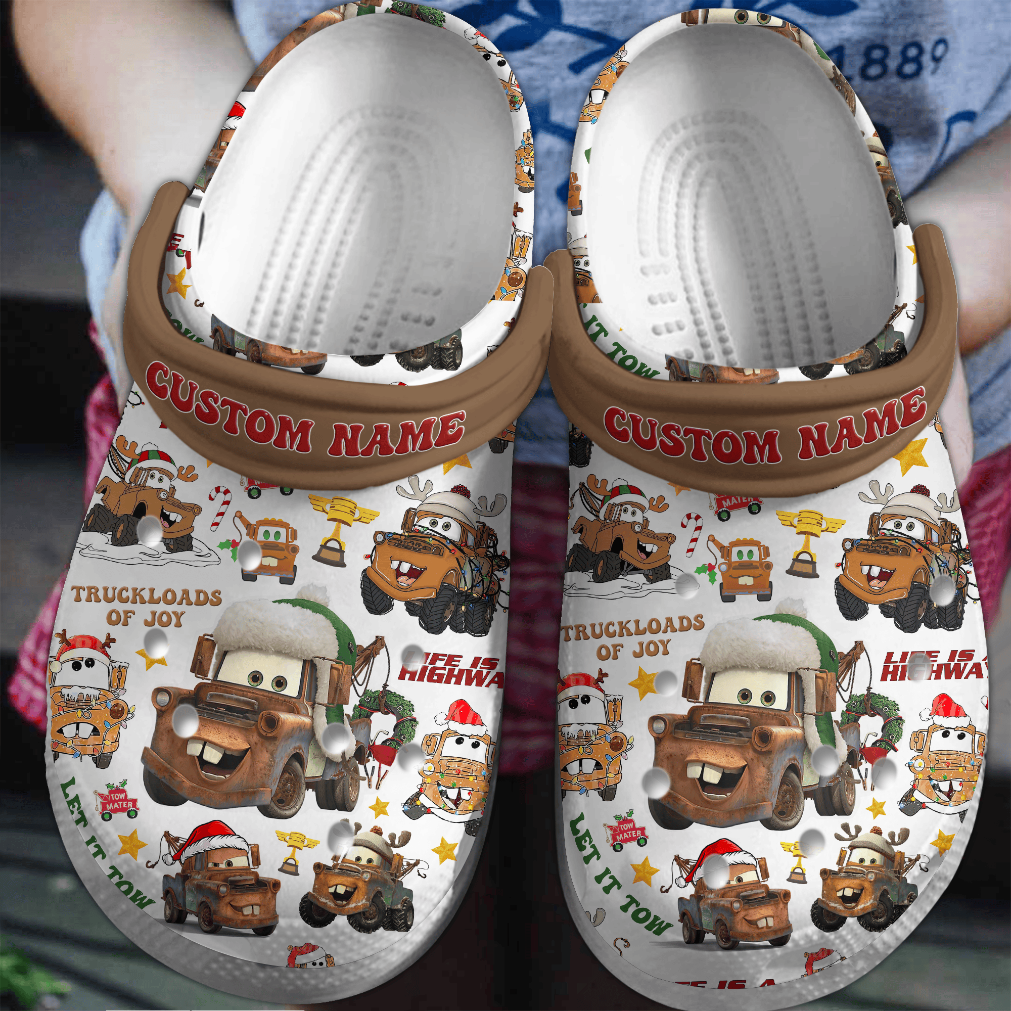 Merry Christmas Trucks Mater Tow Truck Cartoon Crocs Crocband Clogs Shoes Comfortable For Men Women and Kids
