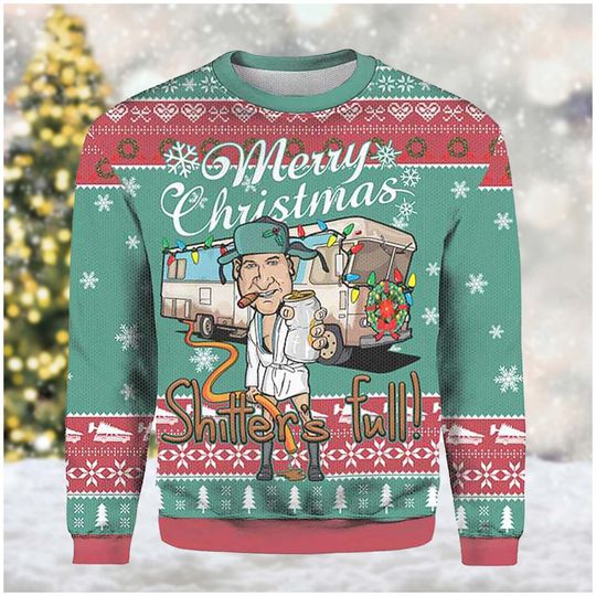 Merry Christmas Ugly Sweater, Shitters Full Ugly Christmas Sweater, Xmas Sweatshirt - Image 3