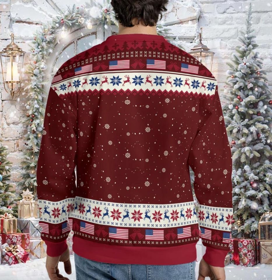 Merry Christmas Ya Filthy Democrats Ugly Sweater, Funny Trump Dancing Ugly Sweater - Image 3