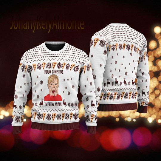 Merry Christmas Ya Filthy Kevin Knitted Ugly Christmas Sweater,Home Movie Ugly Xmas Sweater - Image 3