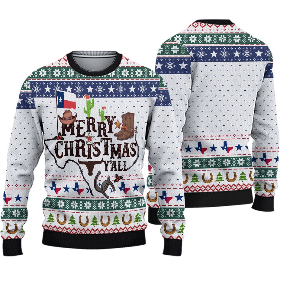 Merry Christmas Y'all Texas Ugly Christmas Sweater