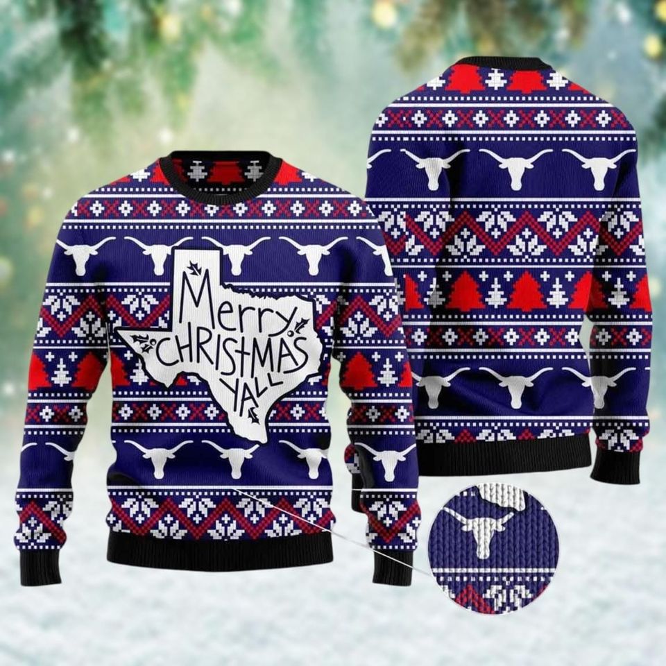 Merry Christmas Yall Ugly Sweater, Country Ugly Christmas Sweater, Western Xmas