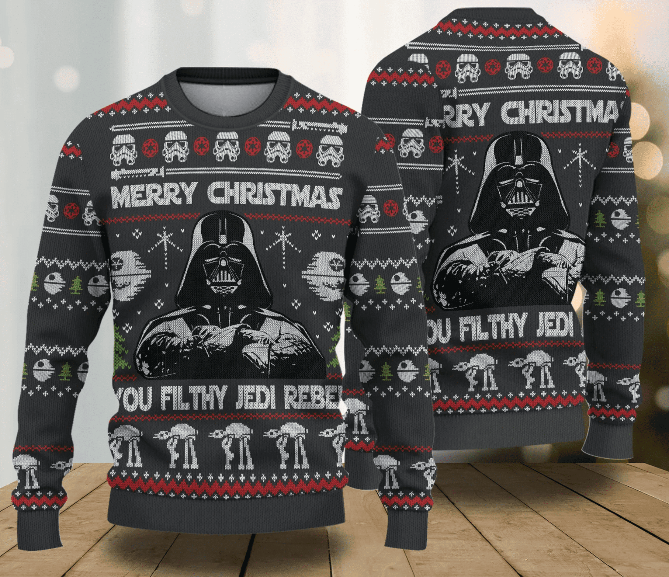 Merry Christmas You Filthy Jedi Rebel Ugly Christmas Sweater Adult 3D Funny Matching for family