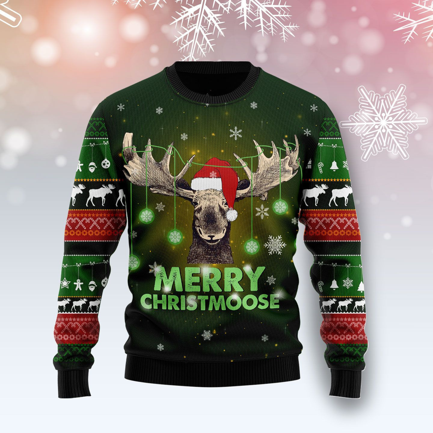 Merry ChristMoose Ugly Christmas Sweater Adult 3D Funny Matching for family